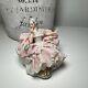 Vintage Signed Capodimonte Dresden Lace Lady With Flowers Figurine Porcelain Pink