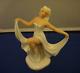 Vintage Schaubach Kunst Porcelain Dancing Lady Figure Figurine White Trim Gold