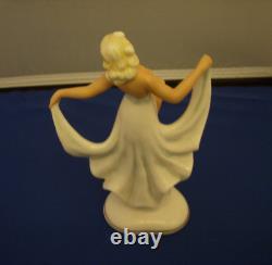 Vintage Schaubach Kunst Porcelain Dancing Lady Figure Figurine White Trim Gold