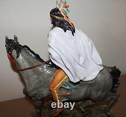 Vintage Scheibe Alsbach Porcelain Figurine Indian Riding Horse Germany 16 tall