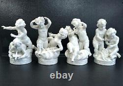Vintage Set 4 Muller Volkstedt White Porcelain Four Season Cherub Figurines 8