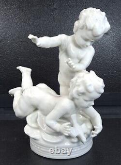 Vintage Set 4 Muller Volkstedt White Porcelain Four Season Cherub Figurines 8