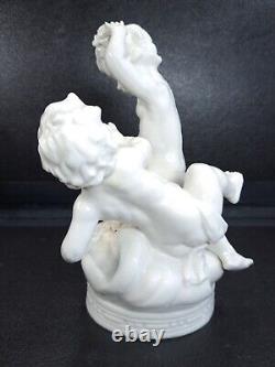 Vintage Set 4 Muller Volkstedt White Porcelain Four Season Cherub Figurines 8