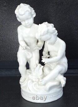 Vintage Set 4 Muller Volkstedt White Porcelain Four Season Cherub Figurines 8