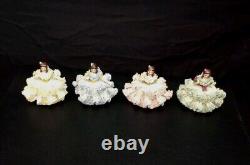 Vintage Set Of 4, 3 Western Germany Dresden Lace Seated Ladies Capodimonte