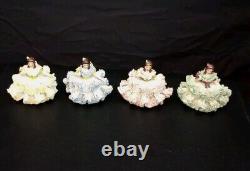 Vintage Set Of 4, 3 Western Germany Dresden Lace Seated Ladies Capodimonte