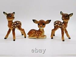 Vintage Set of Goebel Hand Painted Porcelain Bambi Spotted Deer Figures 4 Rare