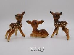 Vintage Set of Goebel Hand Painted Porcelain Bambi Spotted Deer Figures 4 Rare