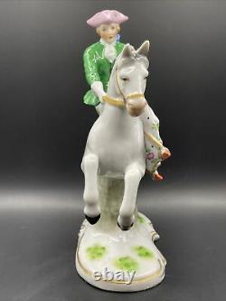 Vintage Sitzendorf Dresden Lady Horse Porcelain Figurine Germany