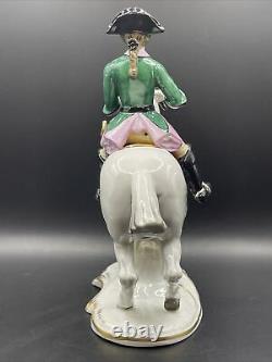 Vintage Sitzendorf Dresden Man Horse Figurine Porcelain Germany