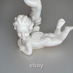 Vintage Tumbling Porcelain Bisque Cherubs Dresden, Set Of 6 1970s Mint Condition