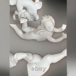 Vintage Tumbling Porcelain Bisque Cherubs Dresden, Set Of 6 1970s Mint Condition