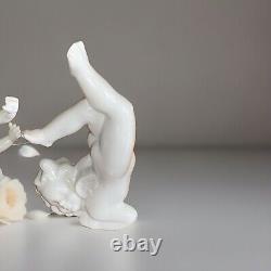 Vintage Tumbling Porcelain Bisque Cherubs Dresden, Set Of 6 1970s Mint Condition