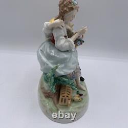 Vintage UNTERWEISSBACH Germany Hand-painted Porcelain Courting Couple /hge
