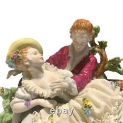 Vintage Unterweissbach Courting Couples Porcelain Figurine #8289B with Dresden L