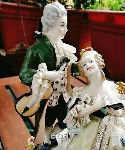 Vintage Unterweissbach Porcelain Lace Dress Dresden Art Germany Figurine