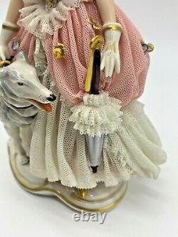 Vintage Very Rare Franz Witter Dresden Germany Countess WithBorzoi Dog Figurine