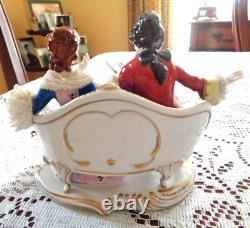 Vintage Volkstedt Dresden German Porcelain Figurine Couple Reading On Settee