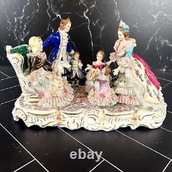 Vintage Volkstedt Germany Dresden Happy Family Gathering Porcelain Figurine