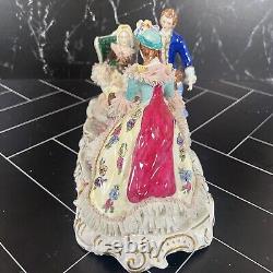 Vintage Volkstedt Germany Dresden Happy Family Gathering Porcelain Figurine