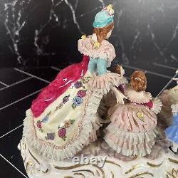 Vintage Volkstedt Germany Dresden Happy Family Gathering Porcelain Figurine