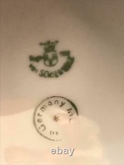 Vintage Von Schierholz Porcelain Clock with Kaiser Movement and Two Candelabra