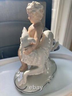 Vintage Wallendorf 1764 Germany with Crown 1035 Cherub With Dog