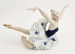 Vintage Wallendorf Porcelain Cobalt Ballerina Girl Figurine