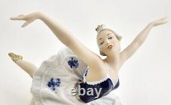 Vintage Wallendorf Porcelain Cobalt Ballerina Girl Figurine