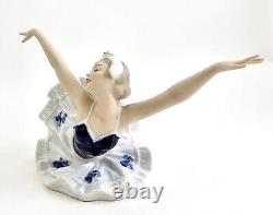 Vintage Wallendorf Porcelain Cobalt Ballerina Girl Figurine