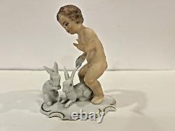 Vintage Wallendorf Porcelain Putti Figurine with Rabbits 1950's Germany VGC