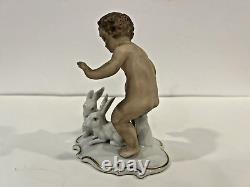 Vintage Wallendorf Porcelain Putti Figurine with Rabbits 1950's Germany VGC