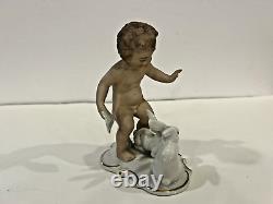 Vintage Wallendorf Porcelain Putti Figurine with Rabbits 1950's Germany VGC