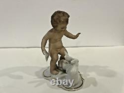 Vintage Wallendorf Porcelain Putti Figurine with Rabbits 1950's Germany VGC