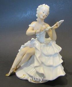 Vintage Wallendorf Schaubach Kunst Porcelain Figurine Lady Sitting 7 1/2 Tall
