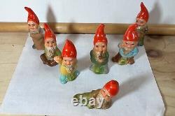 Vintage Walt Disney Seven Dwarfs Antique Figures Lot Snow White W. Germany 904