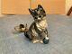 Vintage Western Germany Porcelain Gray Tabby Cat With Glass Eyes Perfume Lamp