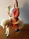 Vintage Xmas German Horse Stick Leg Sheep Clay Faced Santa