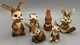 Vntg Goebel West Germany Brown Bunny Rabbit Porcelain Figurine Easter- Set Of 6