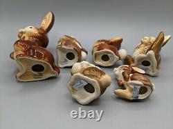 Vntg Goebel West Germany Brown Bunny Rabbit Porcelain Figurine Easter- Set of 6