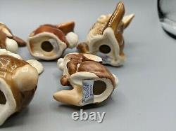 Vntg Goebel West Germany Brown Bunny Rabbit Porcelain Figurine Easter- Set of 6