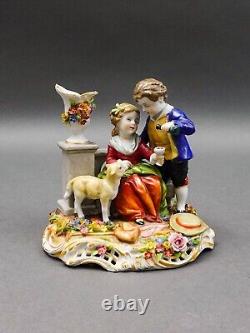 Von Schierholz Germany Antique Boy & Girl With Lamb Porcelain Figurine 275