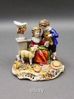 Von Schierholz Germany Antique Boy & Girl With Lamb Porcelain Figurine 275