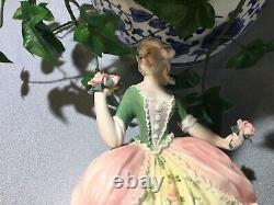 Vtg 1950's German Karl Ens Porcelain Large 10 Victorian Lady With Roses Figure