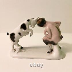 Vtg 50s Goebel Figurine Satyr Goat Baby Butting Heads Greek Mythology