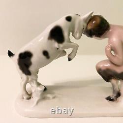 Vtg 50s Goebel Hummel Figurine Satyr Goat Baby Butting Heads Greek Mythology