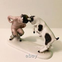 Vtg 50s Goebel Hummel Figurine Satyr Goat Baby Butting Heads Greek Mythology
