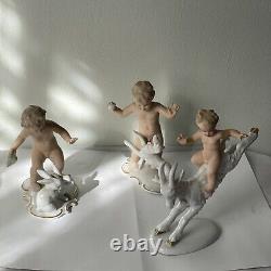 Vtg Amazing three pieces, Putto Porcelain Figurines Wallendorf Germany