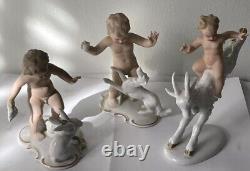 Vtg Amazing three pieces, Putto Porcelain Figurines Wallendorf Germany