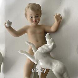 Vtg Amazing three pieces, Putto Porcelain Figurines Wallendorf Germany